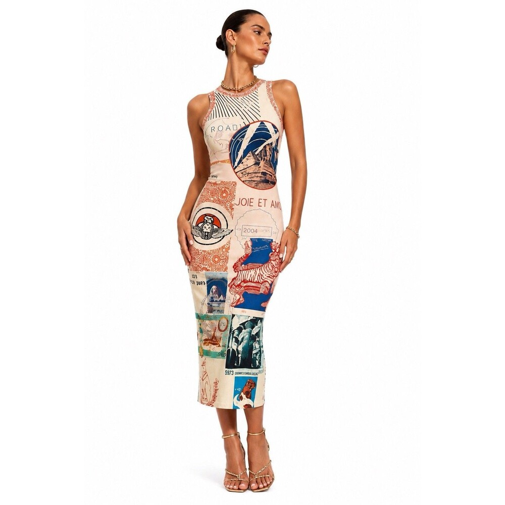 Camilla Haute Passport Notes From The Road Jersey Tank Dress Embellished M